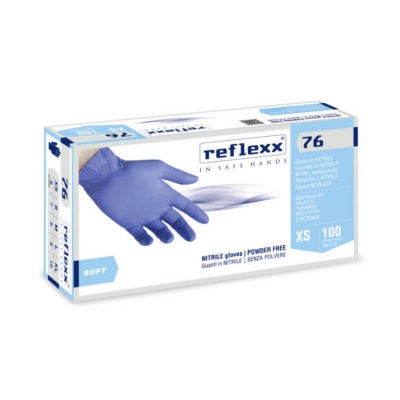 Резиновые перчатки, нитриловые, синие, Reflexx R76-L. 3.5 гр. Толщина 0,07мм.