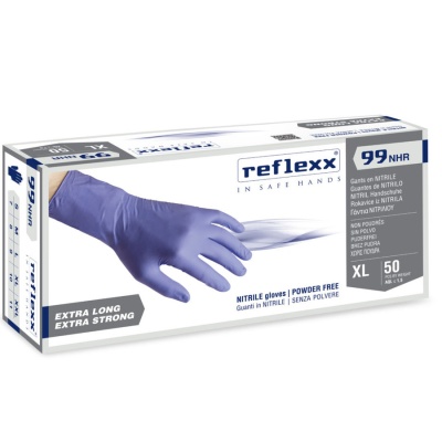 Одноразовые перчатки химостойкие сверхдлинные 29см. Reflexx R99-L. 8,8 гр. Толщина 0,15 мм. R99-L