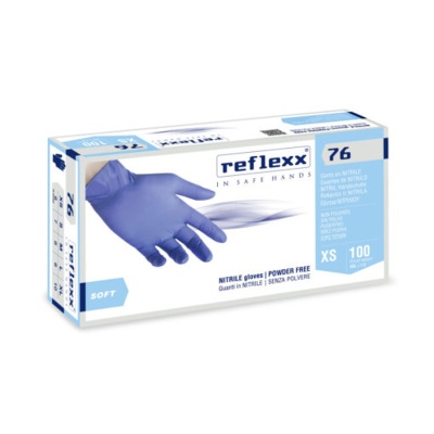 Резиновые перчатки, нитриловые, синие, Reflexx R76-M. 3.5 гр. Толщина 0,07мм.